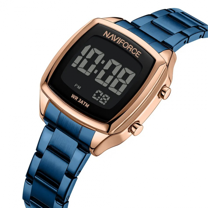 Ceas de mana dama Naviforce Sport LCD Electronic Casual Digital Otel Albastru [2]