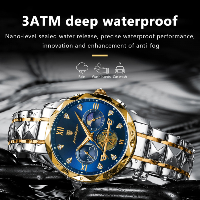 Ceas barbatesc Poedagar Cronograf Quartz Analog Casual Fashion Argintiu [2]