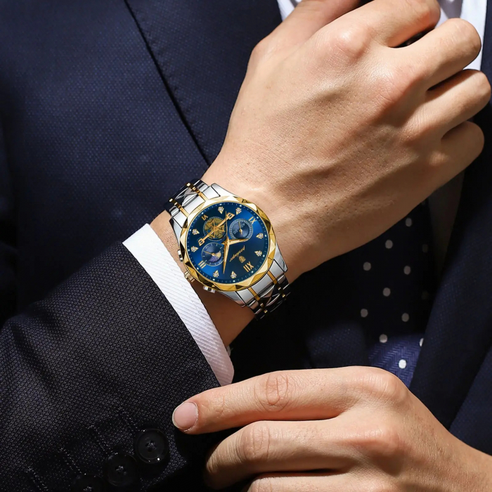 Ceas barbatesc Poedagar Cronograf Quartz Analog Casual Fashion Argintiu [3]