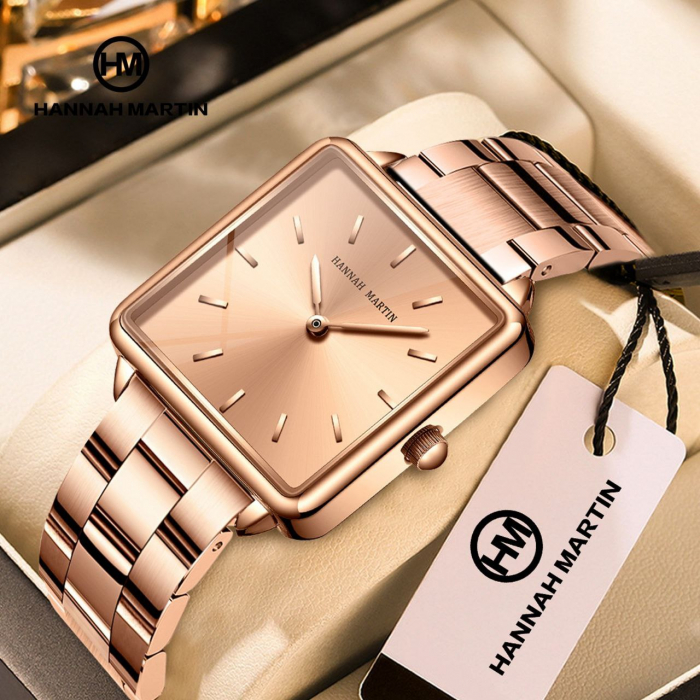 Ceas de mana dama Hannah Martin Quartz Analog Elegant Auriu Roze [2]