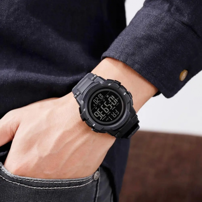 Ceas Digital Bărbați SKMEI 1568 Negru – Afișaj Digital, Funcții Multiple, Design Sportiv, Cronometru, Alarmă, Rezistent la Apă 5ATM [5]