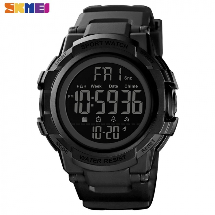 Ceas Digital Bărbați SKMEI 1568 Negru – Afișaj Digital, Funcții Multiple, Design Sportiv, Cronometru, Alarmă, Rezistent la Apă 5ATM [7]