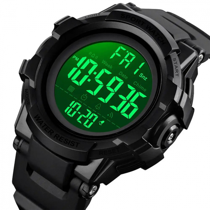 Ceas Digital Bărbați SKMEI 1568 Negru – Afișaj Digital, Funcții Multiple, Design Sportiv, Cronometru, Alarmă, Rezistent la Apă 5ATM [1]