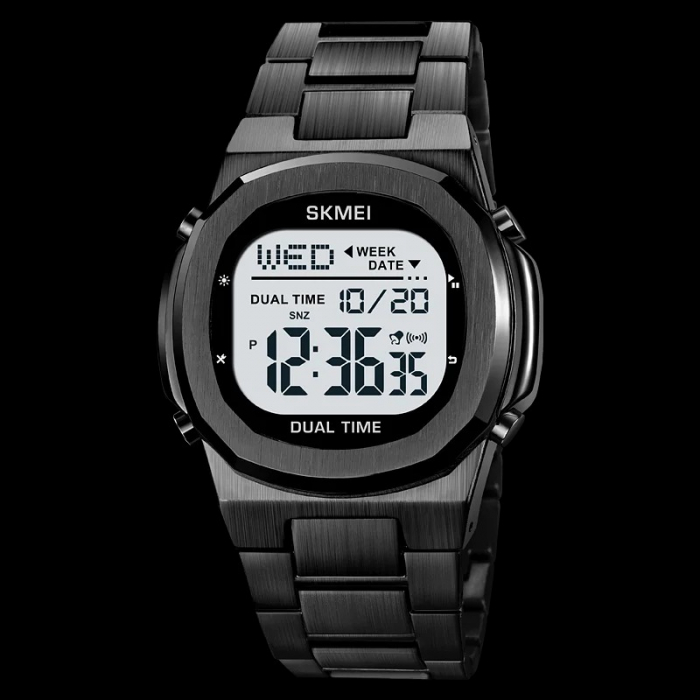 Ceas Digital Bărbați SKMEI 2004 Negru – Funcții Multiple, Design Casual, Cronometru, Alarmă, Rezistent la Apă 3ATM [3]