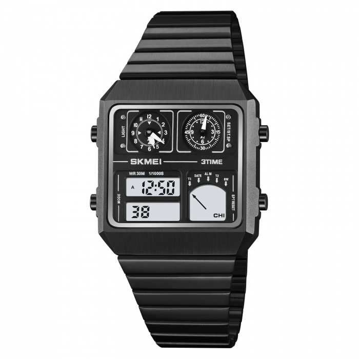 Ceas Digital Bărbați SKMEI 2198 Negru – Afișaj LED, Funcții Multiple, Design Sport, Cronometru, Alarmă, Rezistent la Apă 3ATM [1]
