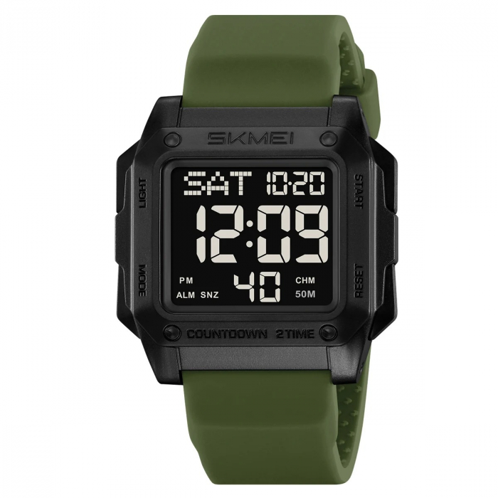 Ceas Digital Bărbați SKMEI 2454 Verde-Army – Funcții Multiple, Design Army, Cronometru, Alarmă, Rezistent la Apă 5ATMv [1]