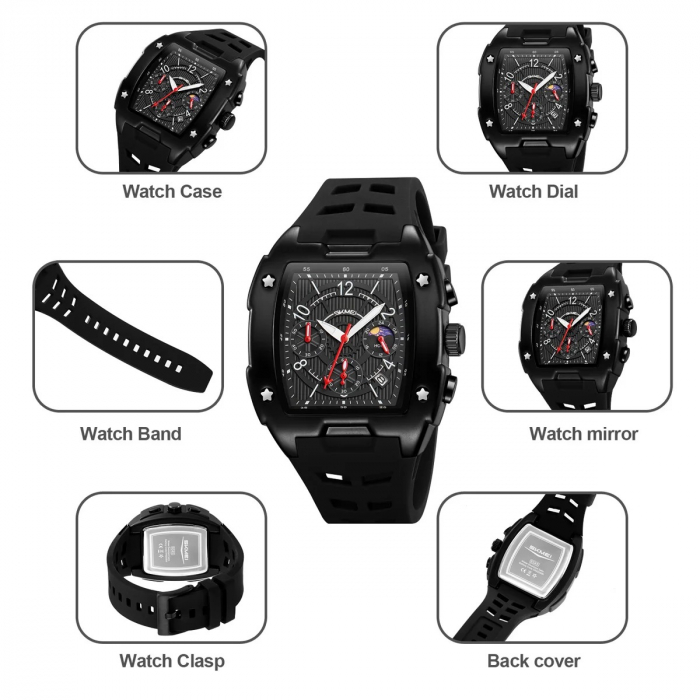 Ceas Digital Bărbați SKMEI 9345 Negru – Funcții Multiple, Design Fashion, Cronometru, Rezistent la Apă 3ATM [2]