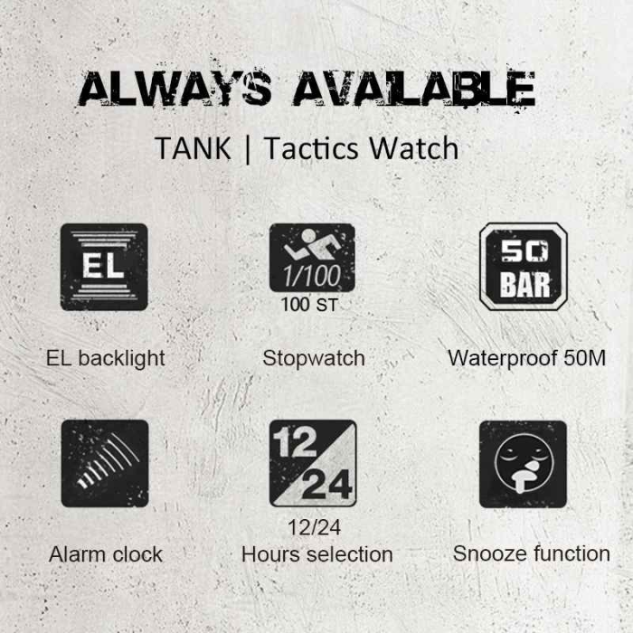 Ceas Digital NORTH EDGE TANK, Dual Time, Cronometru, Countdown, 50M, Negru [6]