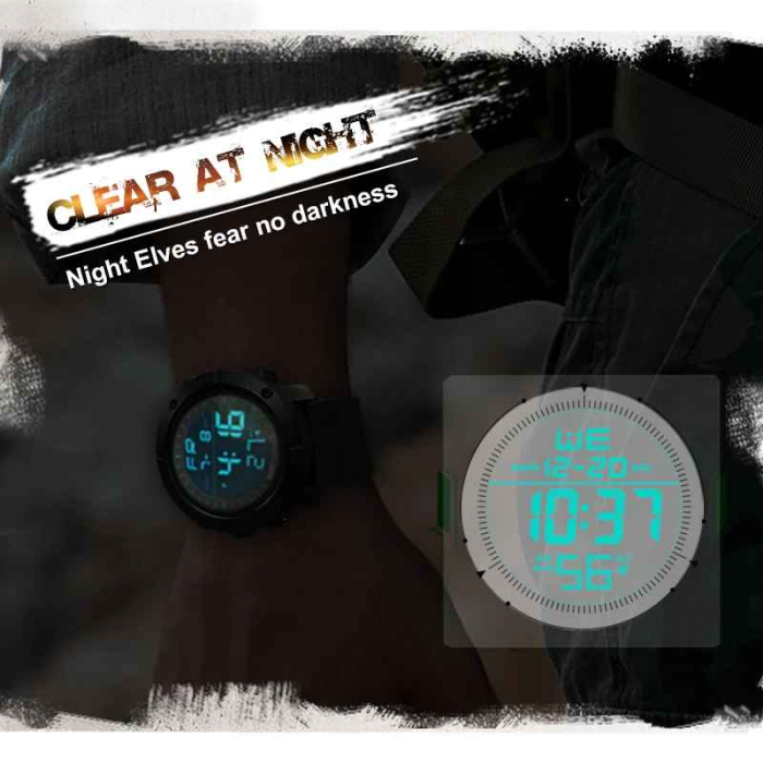 Ceas Digital NORTH EDGE TANK, Dual Time, Cronometru, Countdown, 50M, Negru [4]