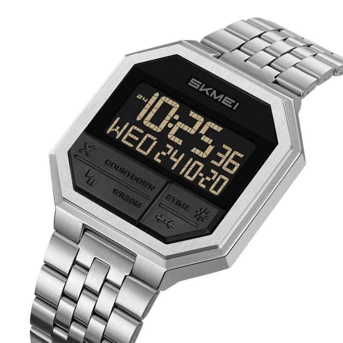 Ceas digital SKMEI 2350, stil retro, multifuncțional, brățară metalică, iluminare LED [2]