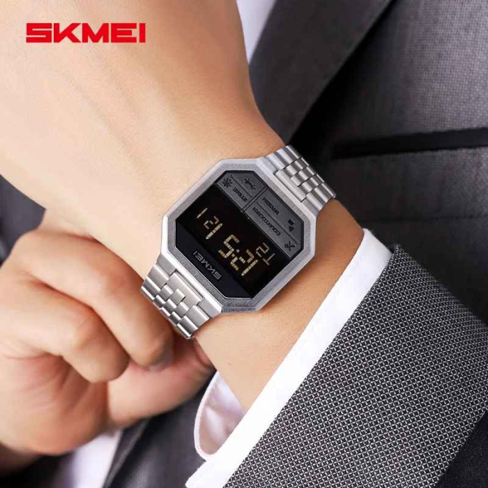 Ceas digital SKMEI 2350, stil retro, multifuncțional, brățară metalică, iluminare LED [3]