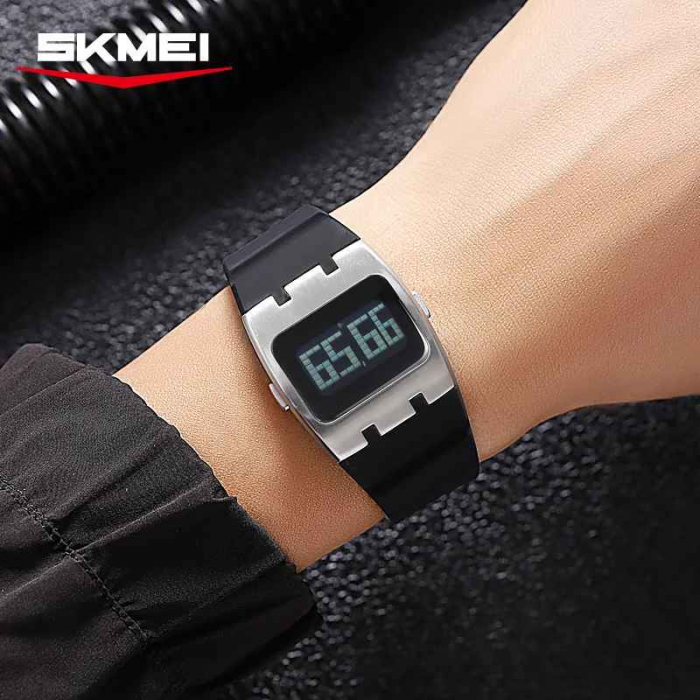 Ceas Digital SKMEI 2415 Bărbați cu Carcasă Argintie – Cronograf, EL Light, Calendar, Alarmă, Sport, Rezistent la Apă 3ATM [2]