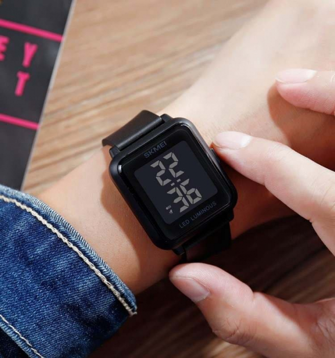 Ceas digital Skmei Unisex Lumina de fundal Afisare data Casual Negru [2]