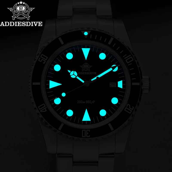 Ceas Diver Addiesdive AD2068 Argintiu cu Cadran Negru – Quartz Japonez, Otel 316L, Bezel Ceramic, 200M [6]