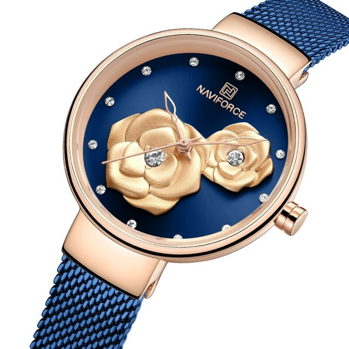 Ceas femei Naviforce Elegant Auriu Quartz Albastru [5]