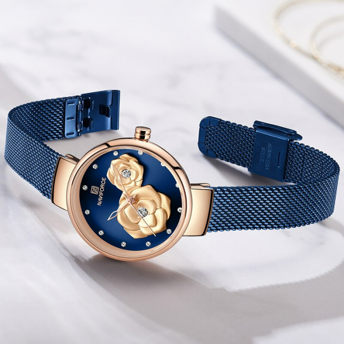 Ceas femei Naviforce Elegant Auriu Quartz Albastru [6]
