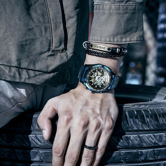 Ceas mecanic automatic Forsining Analog Elegant Luxury Albastru [2]