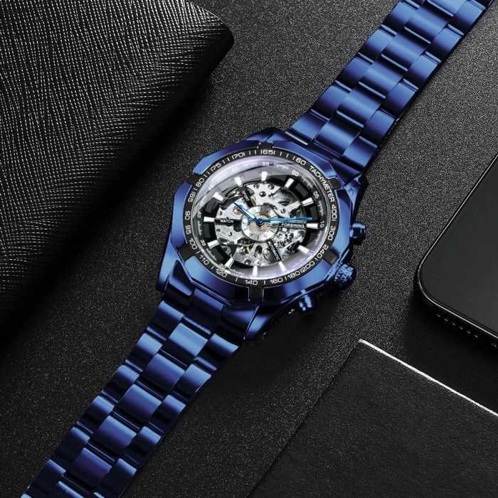 Ceas mecanic automatic Forsining Analog Elegant Luxury Albastru [3]