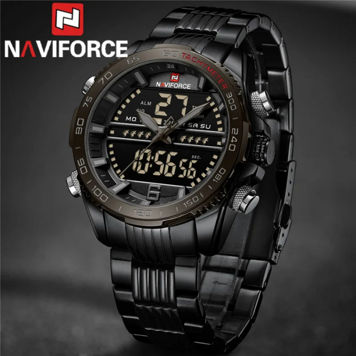 Ceas barbatesc Naviforce Cronograf Alarma Indici luminosi Lumina fundal Quartz Analog Digital [4]