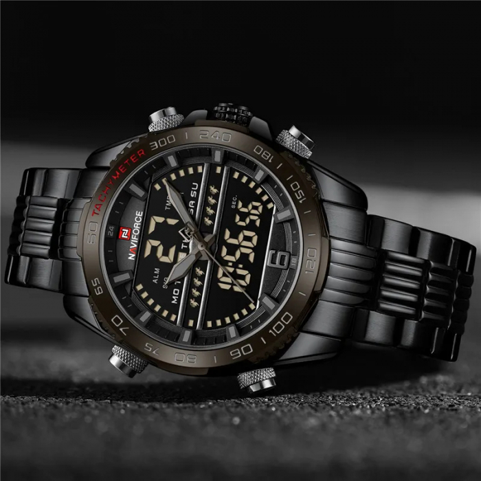 Ceas barbatesc Naviforce Cronograf Alarma Indici luminosi Lumina fundal Quartz Analog Digital [3]