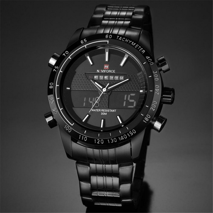 Ceas Naviforce clasic multifunctional, rezistent la apa 5Bar, mecanism Quartz, afisaj digital si analogic [3]