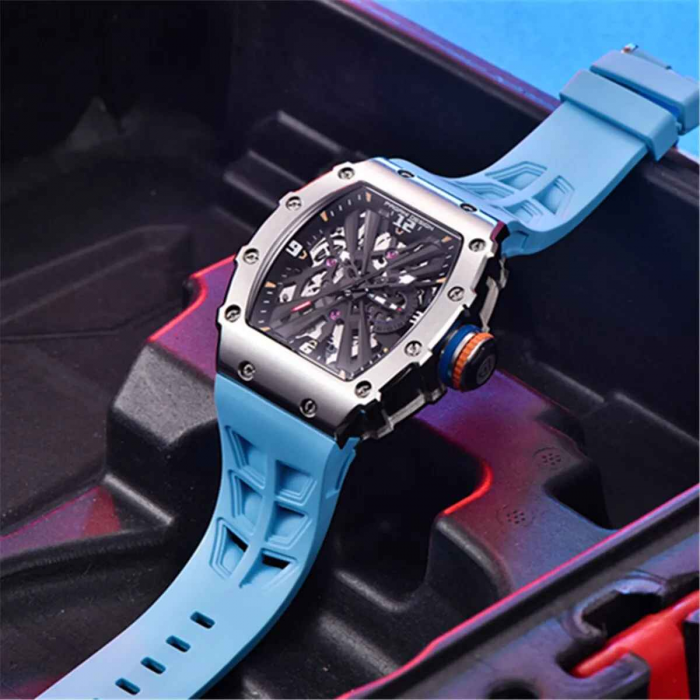 Ceas Pagani Design PD-1738, Japan VH65, design skeleton, 42mm, curea silicon, rezistență 100m [5]