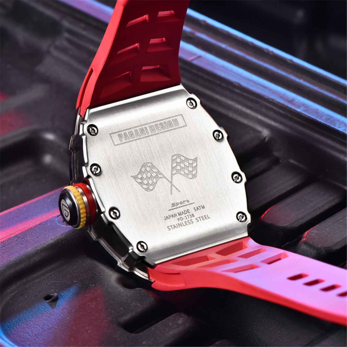 Ceas PAGANI DESIGN PD-1738 Red, Quartz VH65, Safir AR, Oțel 316L, 42mm, 50M [3]