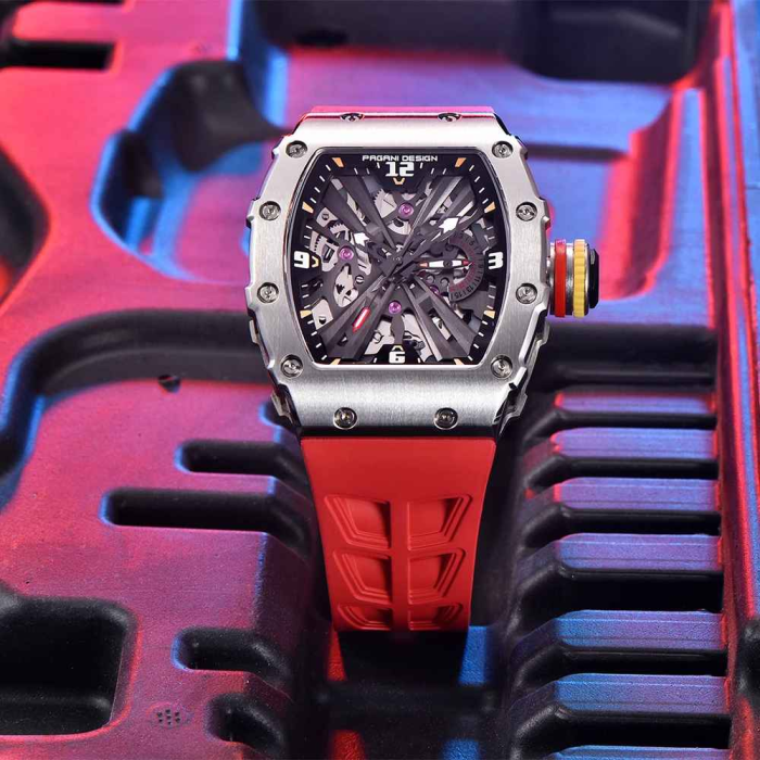 Ceas PAGANI DESIGN PD-1738 Red, Quartz VH65, Safir AR, Oțel 316L, 42mm, 50M [4]