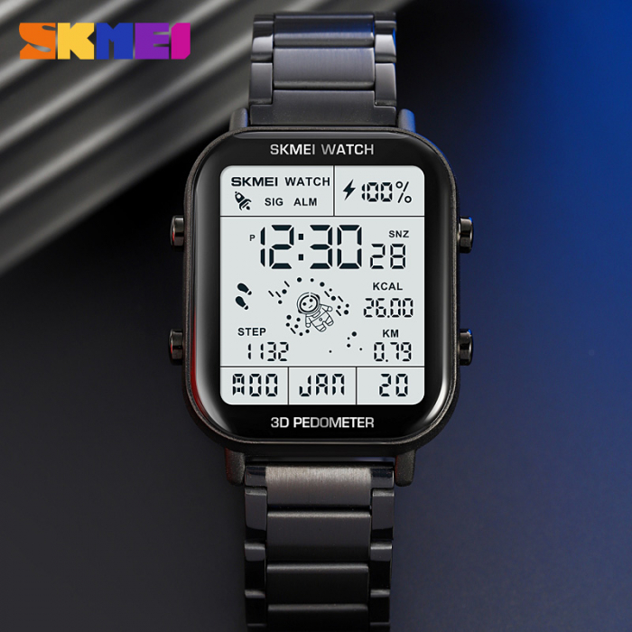 Ceas Skmei Pedometru Negru Digital Alarma Data Multifunctional [4]