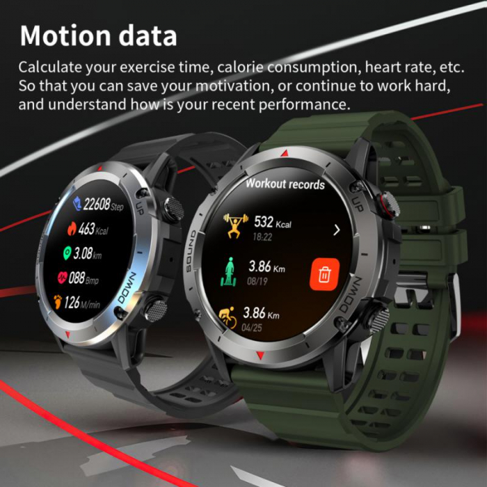 Ceas smartwatch barbati Tio®, 1.39 inch TFF IPS HD, multi sport, apel bluetooth 5.0 HD, tensiune arteriala, monitorizare ritm cardiac multi point, oxigen in sange, difuzor, carcasa metalica, IP68 [5]