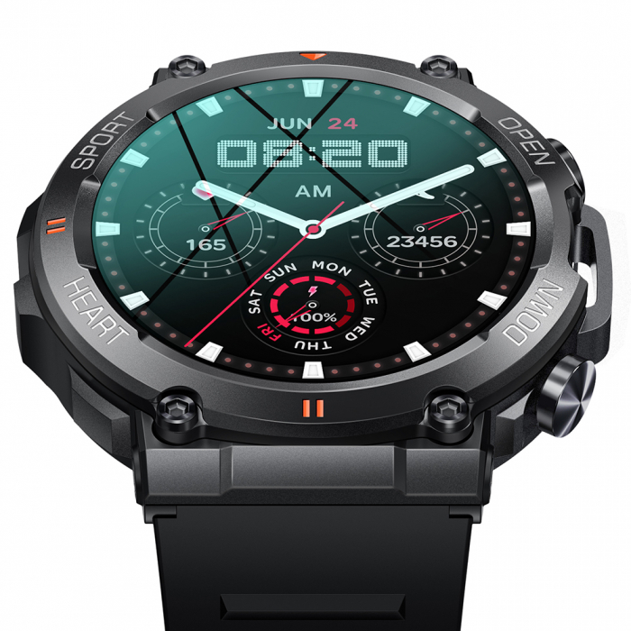 Ceas smartwatch barbati TIO® Pro Combat, 1.4 inch IPS HD, apel bluetooth HD, multi sport, monitorizare ritm cardiac multi point, oxigen sange, tensiune arteriala, difuzor, IP67 [16]