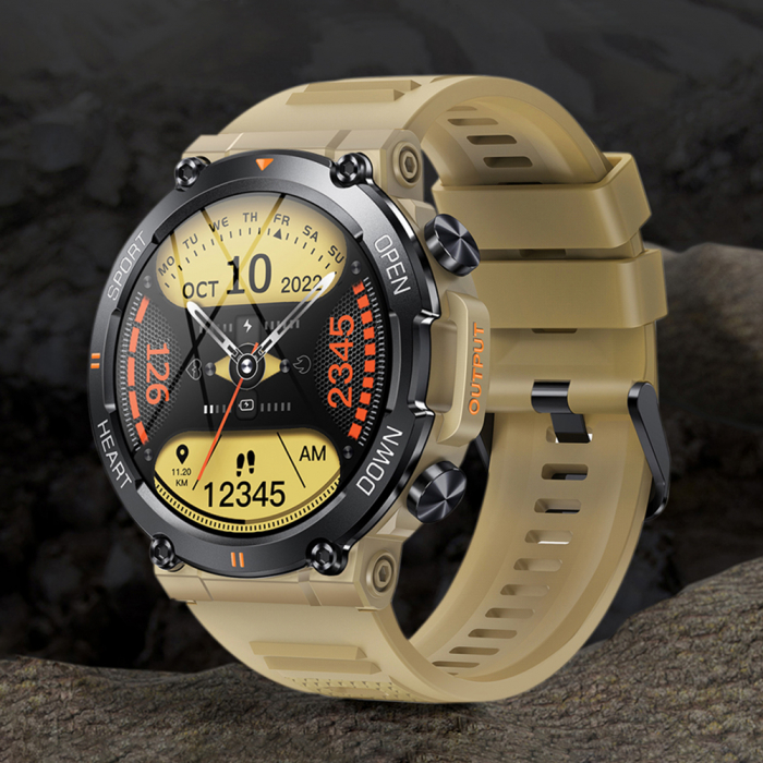 Ceas smartwatch barbati TIO® Pro Combat, 1.4 inch IPS HD, apel bluetooth HD, multi sport, monitorizare ritm cardiac multi point, oxigen sange, tensiune arteriala, difuzor, IP67 [9]