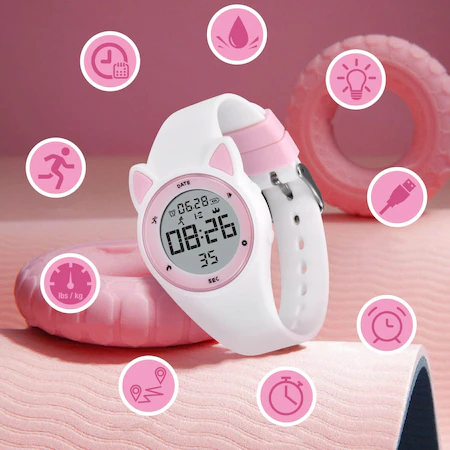 Ceas Smartwatch pentru copii Pedometru Distanta Cronometru Alb [3]