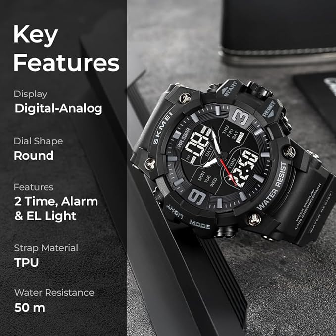 Ceas Sport Bărbătesc SKMEI 2222 – Analog-Digital, Dual Time, Cronometru, Alarmă, Rezistent la Apă 50m, Design Robust [4]