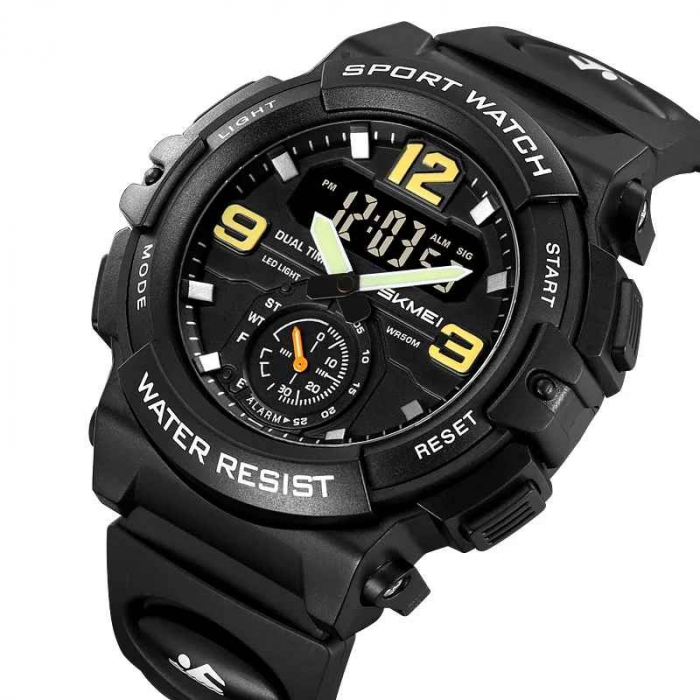 Ceas Sport Bărbătesc SKMEI 2341 – Analog-Digital, LED, Rezistent la Apă 5ATM, Alarmă, Cronometru, Dial Mare [2]