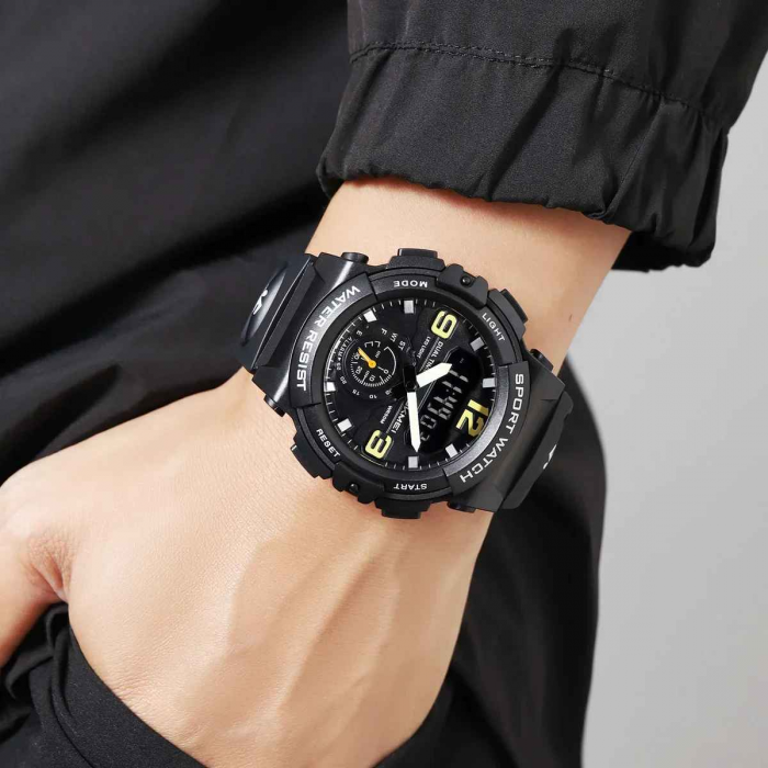 Ceas Sport Bărbătesc SKMEI 2341 – Analog-Digital, LED, Rezistent la Apă 5ATM, Alarmă, Cronometru, Dial Mare [4]