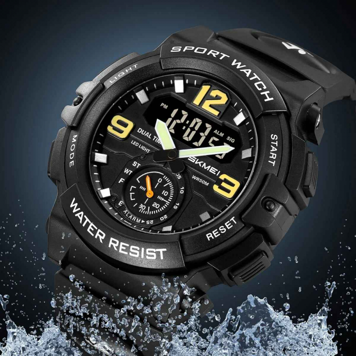 Ceas Sport Bărbătesc SKMEI 2341 – Analog-Digital, LED, Rezistent la Apă 5ATM, Alarmă, Cronometru, Dial Mare [5]