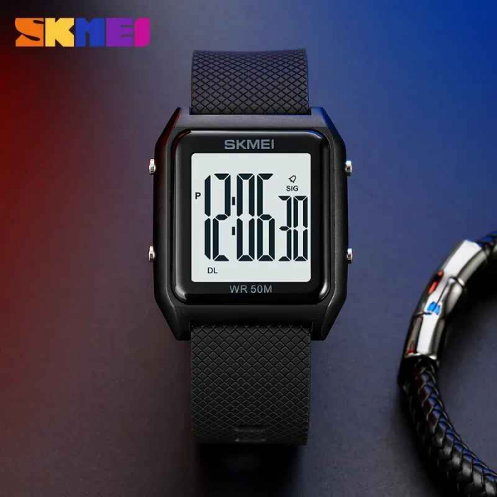 Ceas Sport Bărbați SKMEI 1866 – Digital, Afișaj LED, Carcasă Pătrată, Curea PU, Rezistență 5ATM, Calendar, Alarmă [3]
