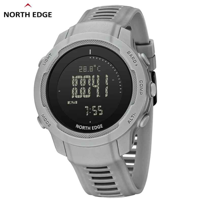 Ceas sport digital NORTH EDGE Vertico, fibră de carbon, cadran negru, altimetru, barometru, busolă, termometru, pedometru, rezistent la apă 50M, bărbați, gri [2]