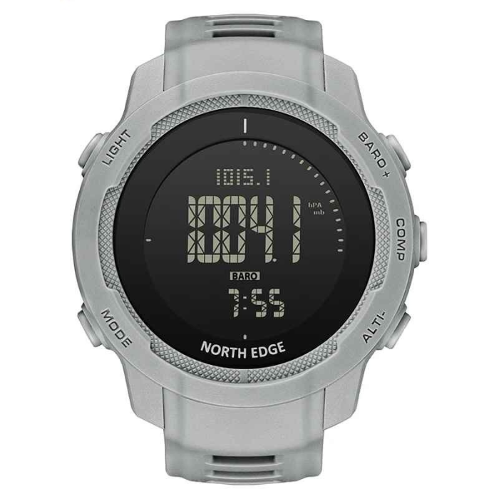 Ceas sport digital NORTH EDGE Vertico, fibră de carbon, cadran negru, altimetru, barometru, busolă, termometru, pedometru, rezistent la apă 50M, bărbați, gri [1]