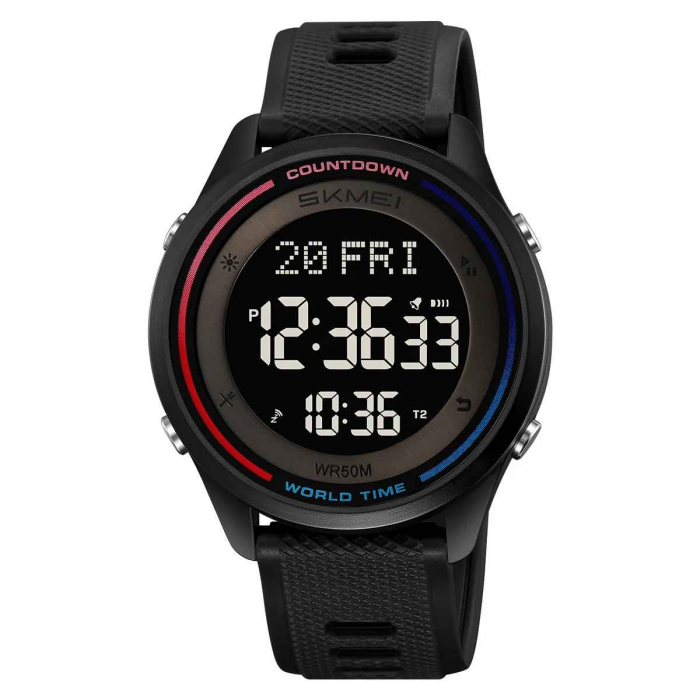 Ceas sport digital SKMEI 2348 pentru bărbați și femei, rezistent la apă 50M, multifuncțional, LED, alarmă, cronometru [1]
