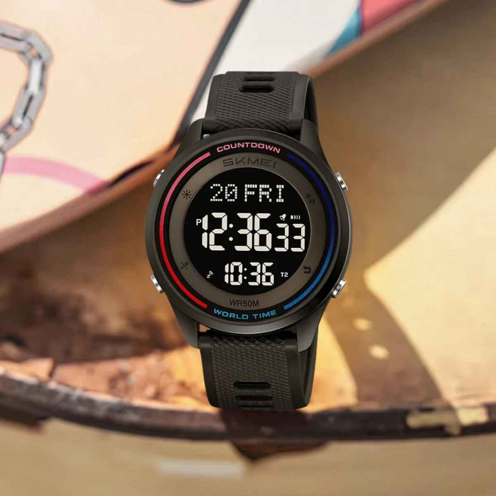 Ceas sport digital SKMEI 2348 pentru bărbați și femei, rezistent la apă 50M, multifuncțional, LED, alarmă, cronometru [5]