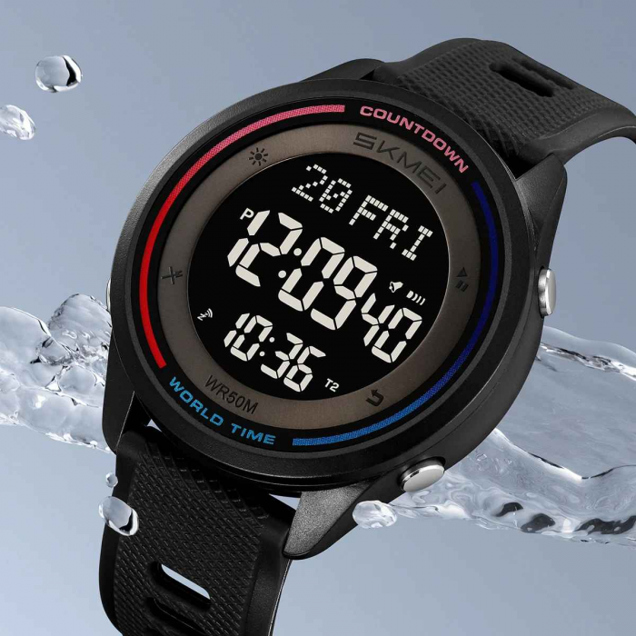 Ceas sport digital SKMEI 2348 pentru bărbați și femei, rezistent la apă 50M, multifuncțional, LED, alarmă, cronometru [2]