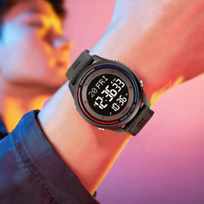 Ceas sport digital SKMEI 2348 pentru bărbați și femei, rezistent la apă 50M, multifuncțional, LED, alarmă, cronometru [4]
