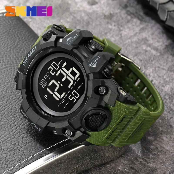 Ceas Sport Militar SKMEI 2140 Verde – Digital, Afișaj LED, Cronometru, Alarmă, Rezistent la Apă 5ATM [2]