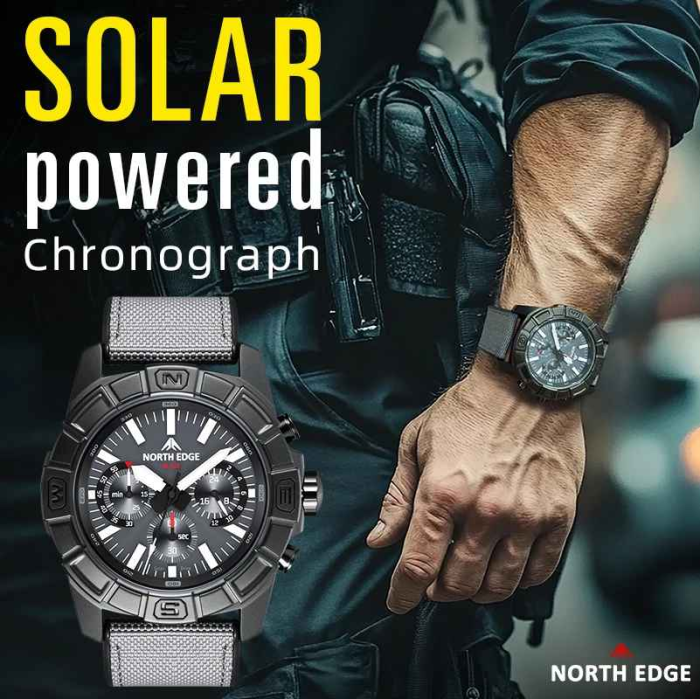 Ceas sport NORTH EDGE BLAZE, Solar Powered, Quartz, carcasă aliaj zinc, curea TPR+Nylon, sticlă minerală, 5ATM [3]