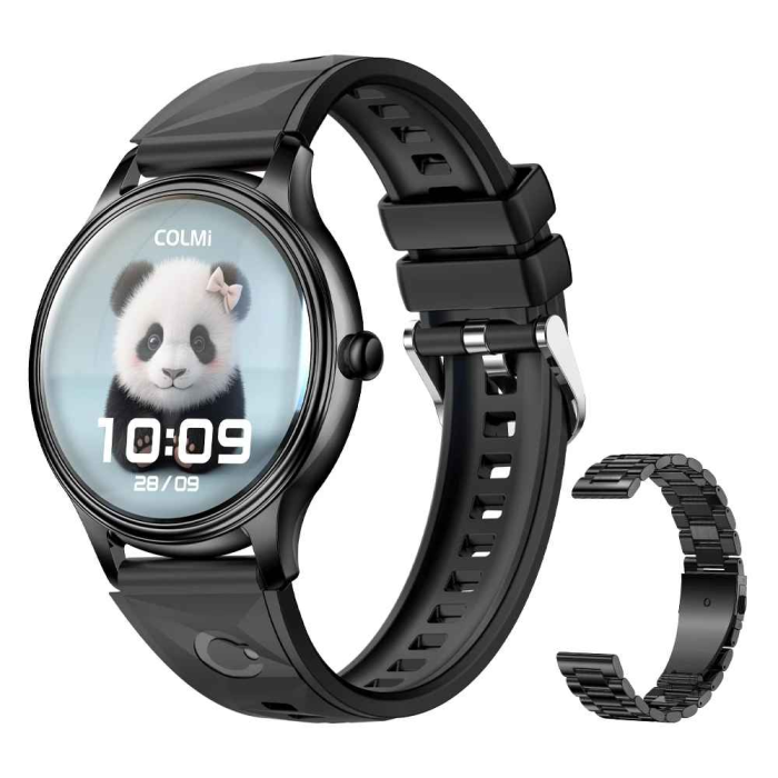 COLMI L28 Air Dual Strap – Smartwatch Elegant 1.32” AMOLED, Bluetooth 5.2, Puls, Somn, SpO₂, 2 Curele (Silicon + Oțel), Waterproof, Android & iOS [2]