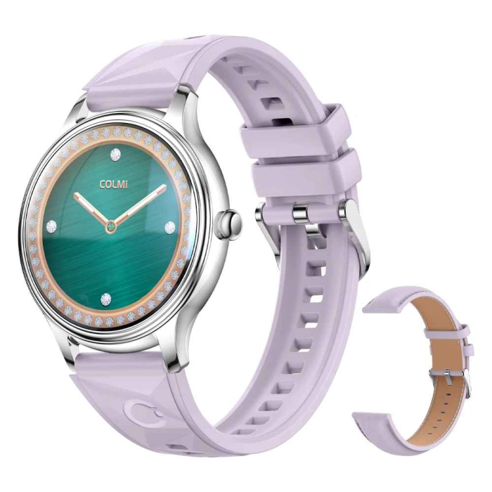 COLMI L28 Air Smartwatch Elegant pentru Femei – Ecran AMOLED 1.32”, Apeluri Bluetooth, Curea din Silicon și Piele Naturală, Monitorizare Sănătate & Fitness [2]