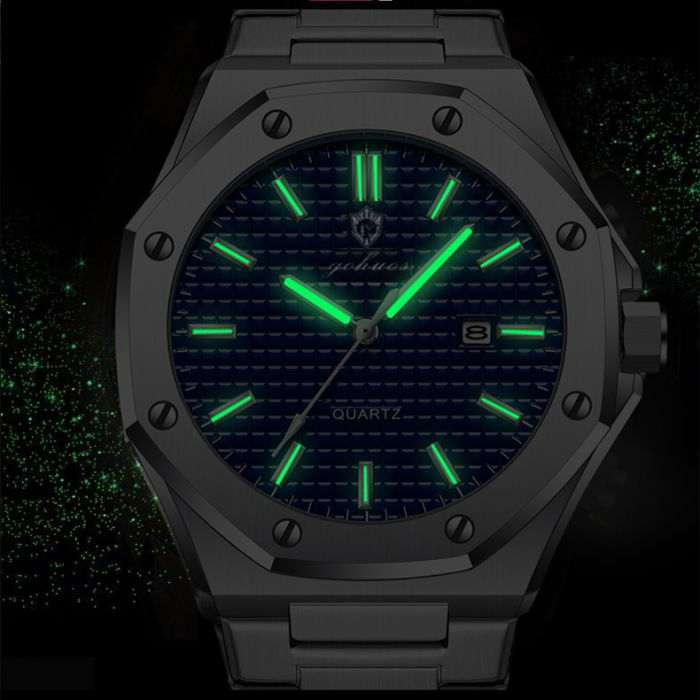 Gohuos, Ceas barbatesc de mana, Quartz, Afisare ora, data, Casual, Business, Elegant, Argintiu Albastru [5]