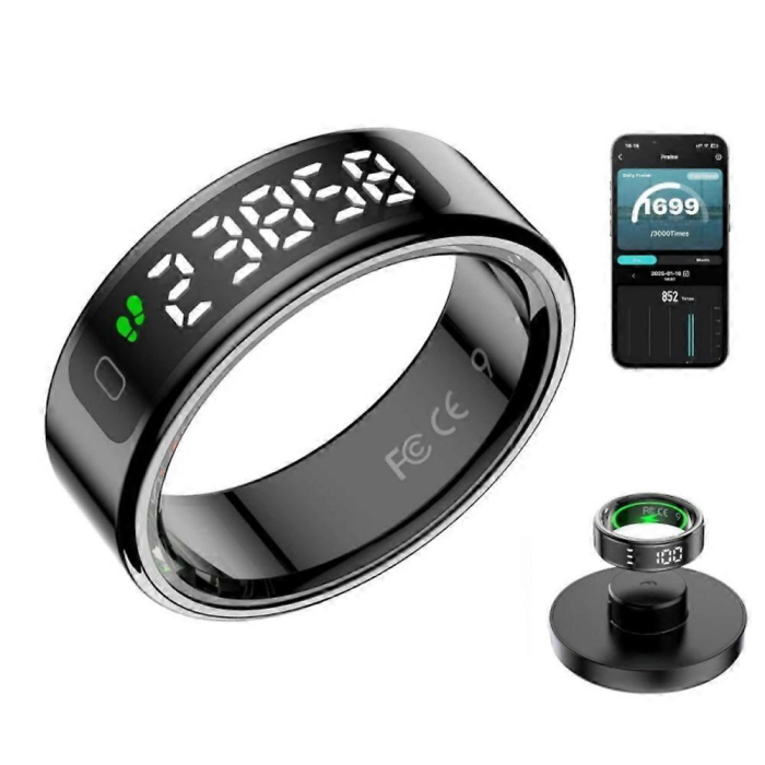 Inel Inteligent COLMI R12 Black cu Afișaj Digital, Monitorizare Puls, SpO2, Somn, Bluetooth 5.2 [5]